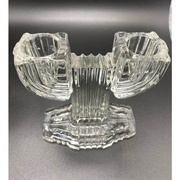 Art Deco‎ Anchor Hocking Queen Mary pair Depression glass candlestick holders - Picture 3 of 5